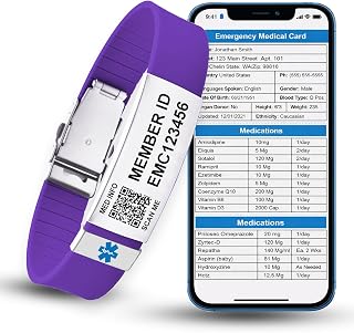 QR Medical Alert Bracelet for Men & Women – Emergency Medical ID Bracelet with Unique QR Code & Member ID – Lifetime Digital Emergency Medical Card, No Subscription, Sport Band for Active Lifestyle