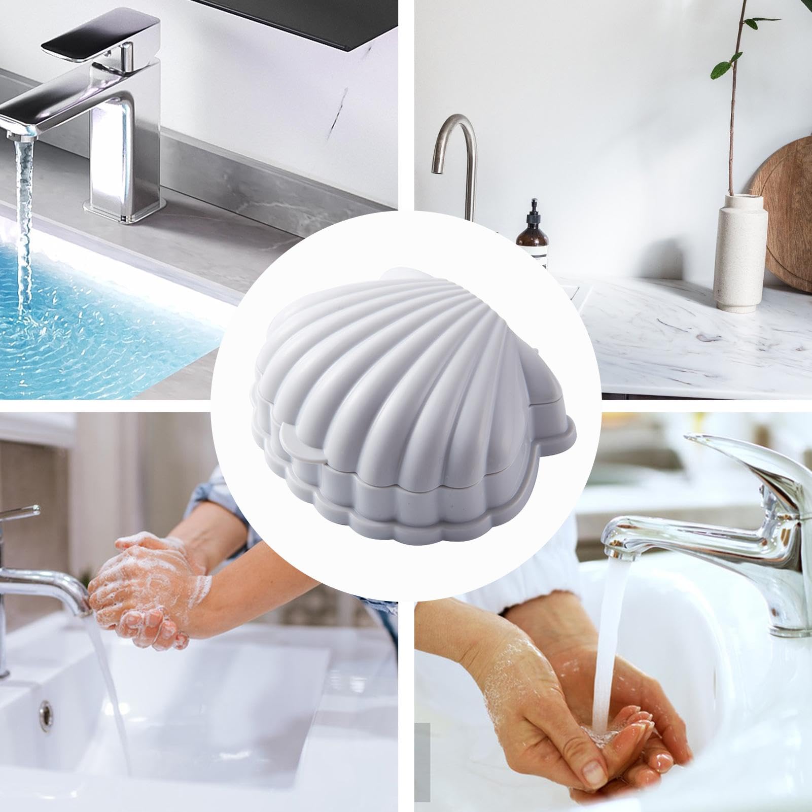 Portasapone In Ceramica A Conchiglia Turchese – Decorativo Con Fori Di Drenaggio, Ø 11 Cm - 3