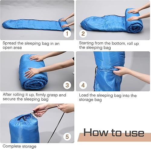 Miniatura 4 de Tranqun 10 sacos de dormir para adultos, forro de algodón, clima frío y cálido, equipo de campamento de 4 estaciones, ligero, impermeable, saco de