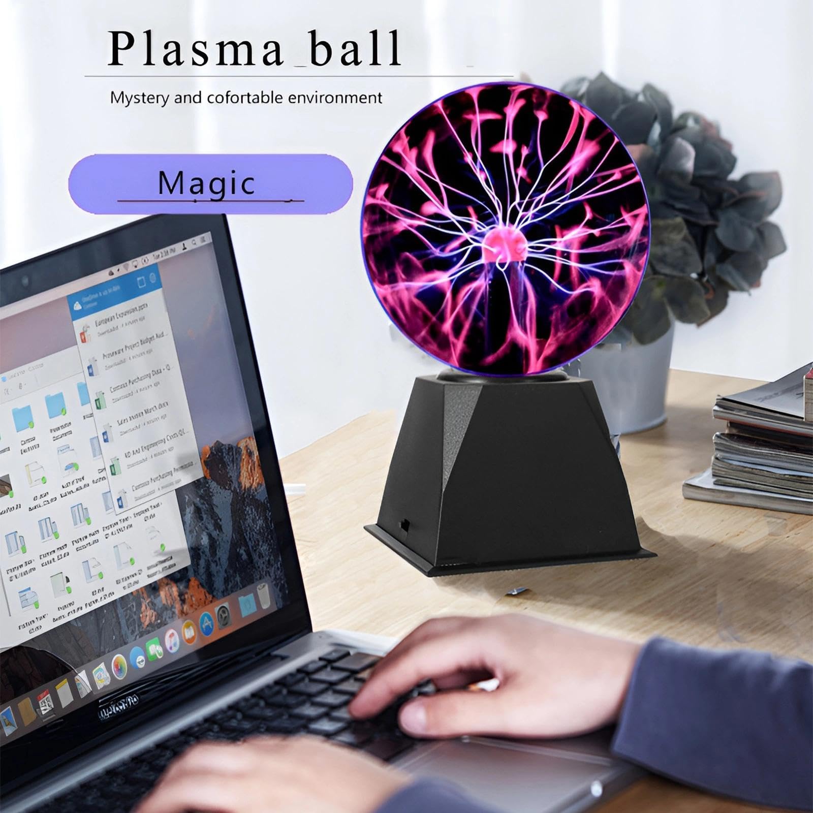 Magische Plasmakugel, Plasma Ball Lampe, Elektrostatische Kugel Berührungsempfindliche Blitzkugel Magische Leucht Ball für Partydekorationen, Magische Requisiten, Heimbeleuchtung(8 zoll)