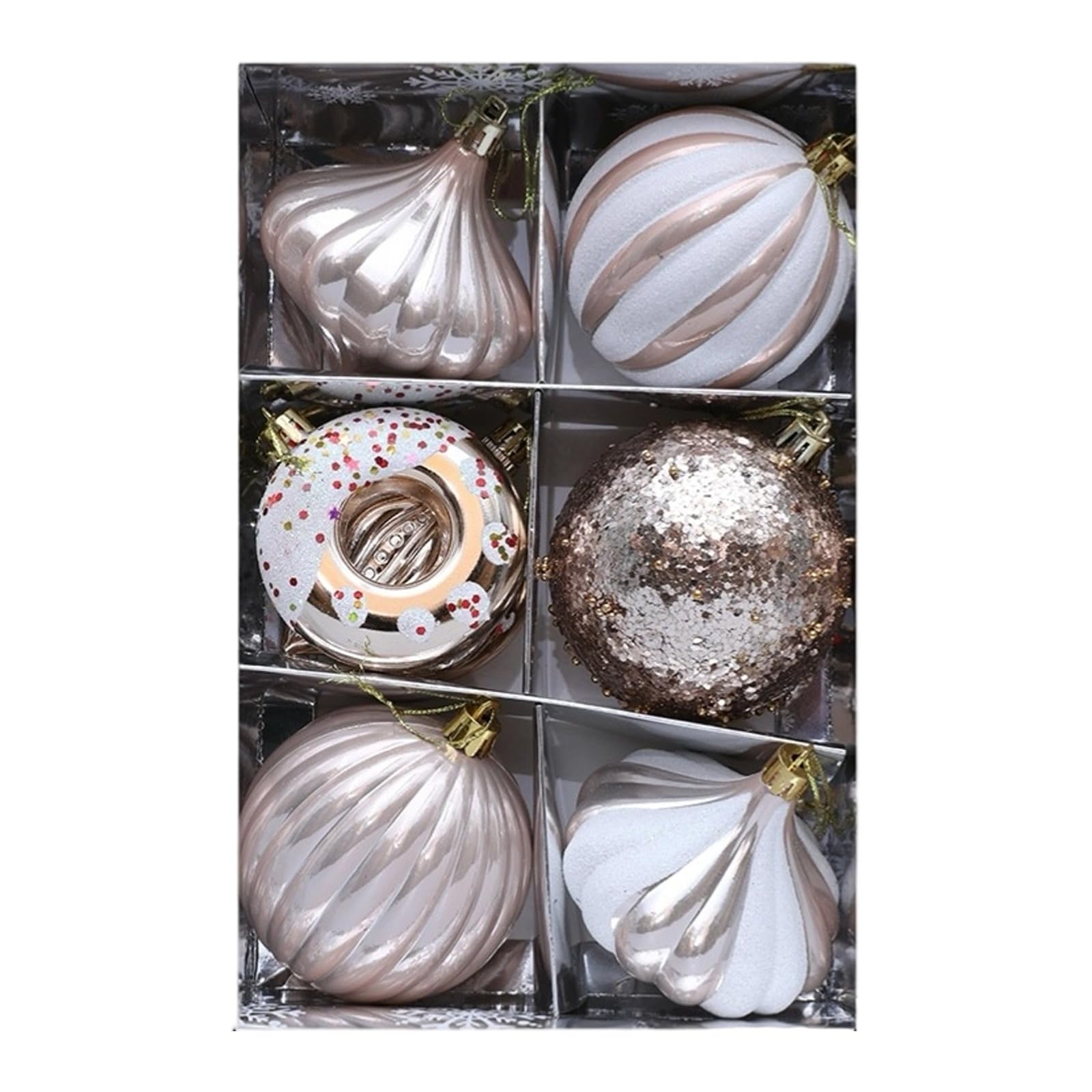 Tfaoys Champagne 8Pcs Colorful Christmas Tree Decorations With Unique Artwork Sturdy Ornament For Indoors Outdoor Use Christmas Ball Decorations