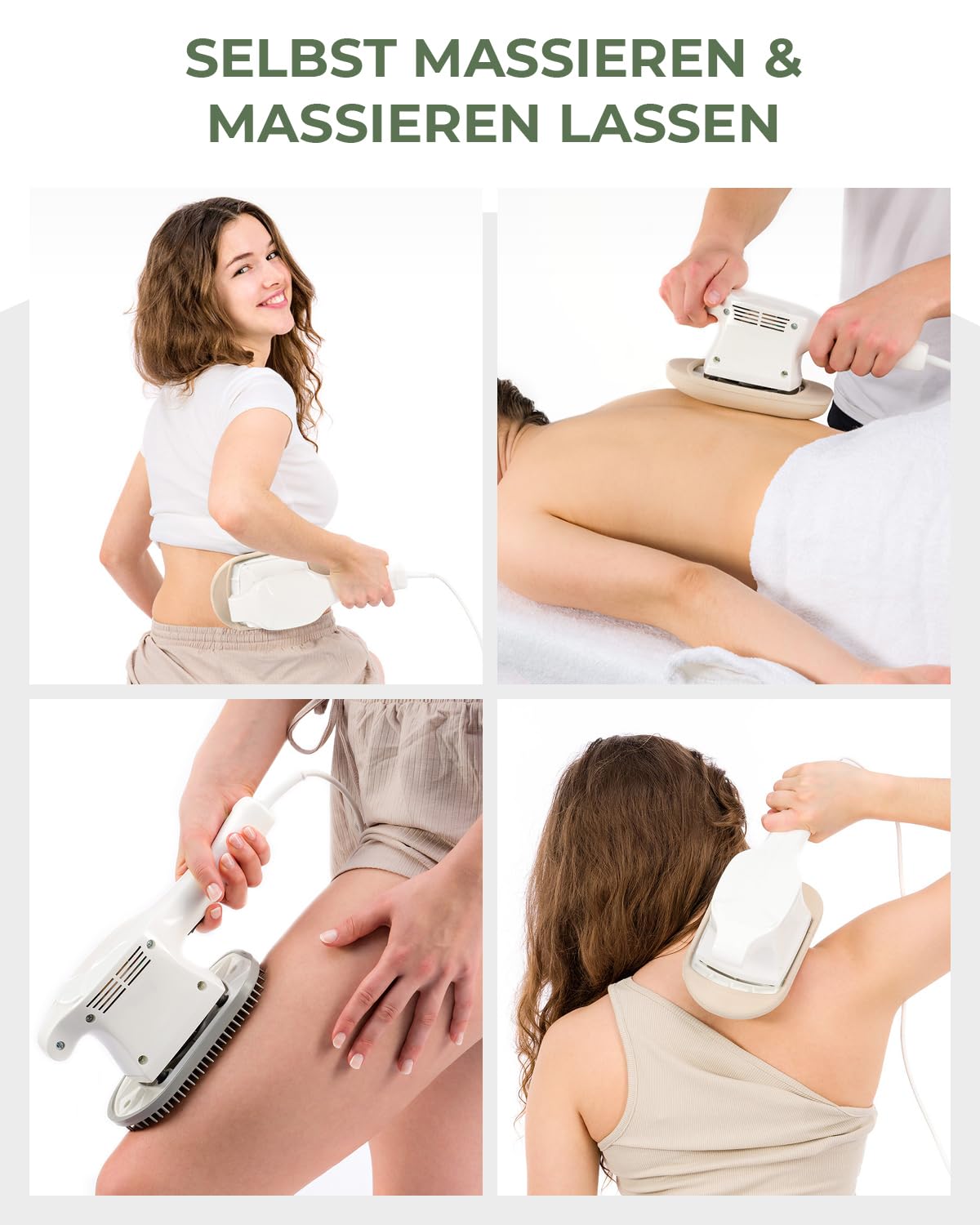 SENATOR (VIBRAX) Massage-Handgerät Professional 3 D, Flächen-Massagegerät mit 5 Aufsätzen für Rücken, Nacken, Schulter, Brust, Beine & Füße