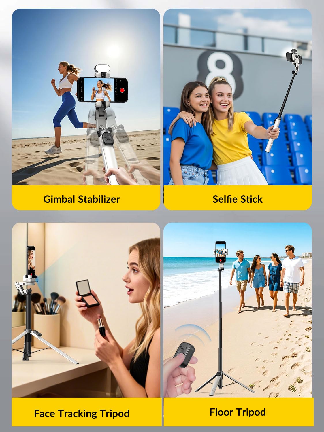 AOCHUAN M3PRO Cardan pour smartphone à 3 axes à ouverture automatique de 71 pouces pour iPhone et Android, stabilisateur de téléphone avec suivi du visage AI (pas d'application nécessaire) avec