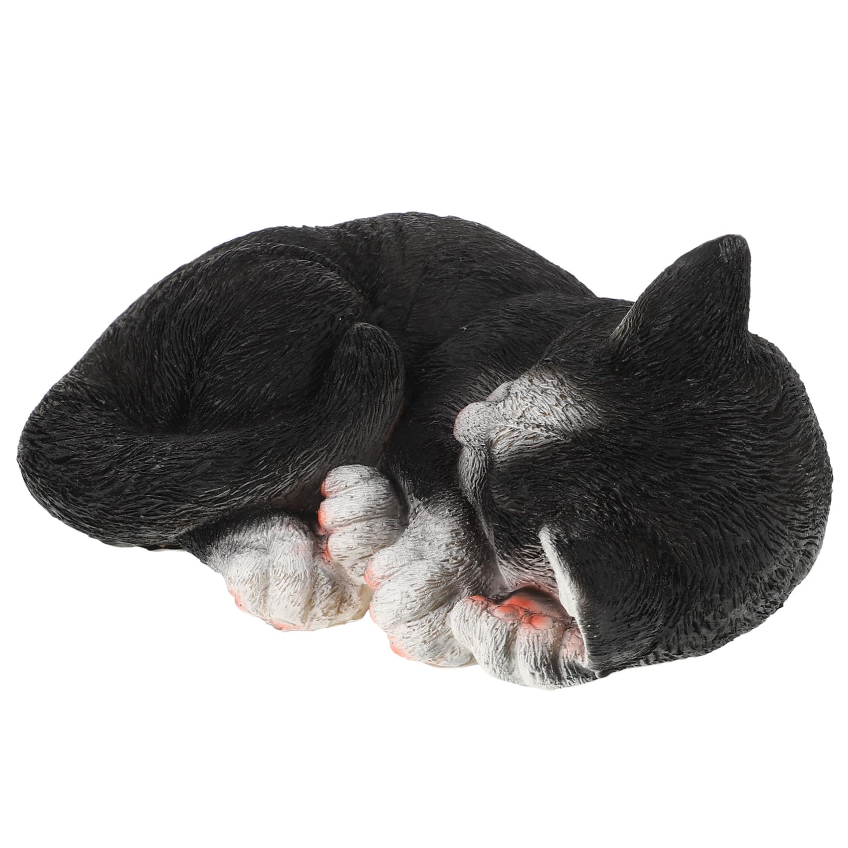 Abaodam Estatua de Gato Durmiendo Adorno Creativo y Elegante Negro Decoración de Resina Fácil de Instalar y Mover para Jardín y Patio para Exteriores