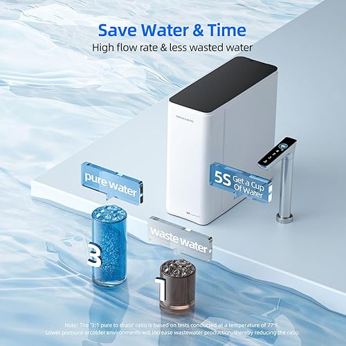 Miniatura 8 de Sistema de ósmosis inversa 2 en 1 y dispensador de agua caliente instantáneo, filtro de agua de ósmosis inversa sin tanque MIZUDO 800GPD,
