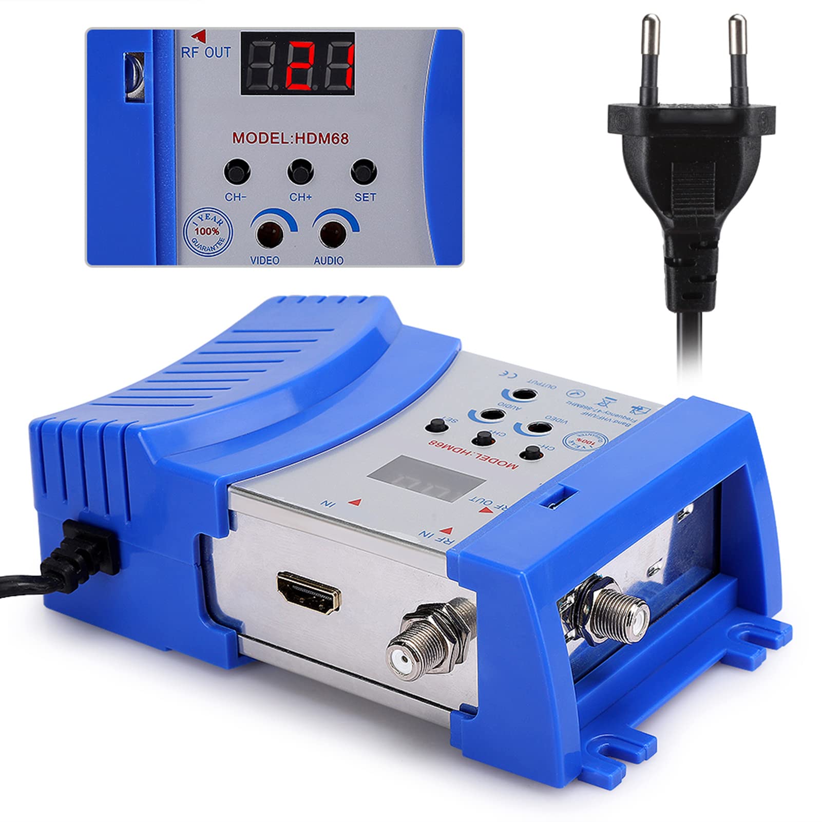 Jectse Modulator HD, Cyfrowy modulator HDMI HDM68, Akcesoria komputerowe VHF/UHF, z regulowanym poziomem wyjściowym, regulowany poziom wyjścia audio, cyfrowy wyświetlacz kanału