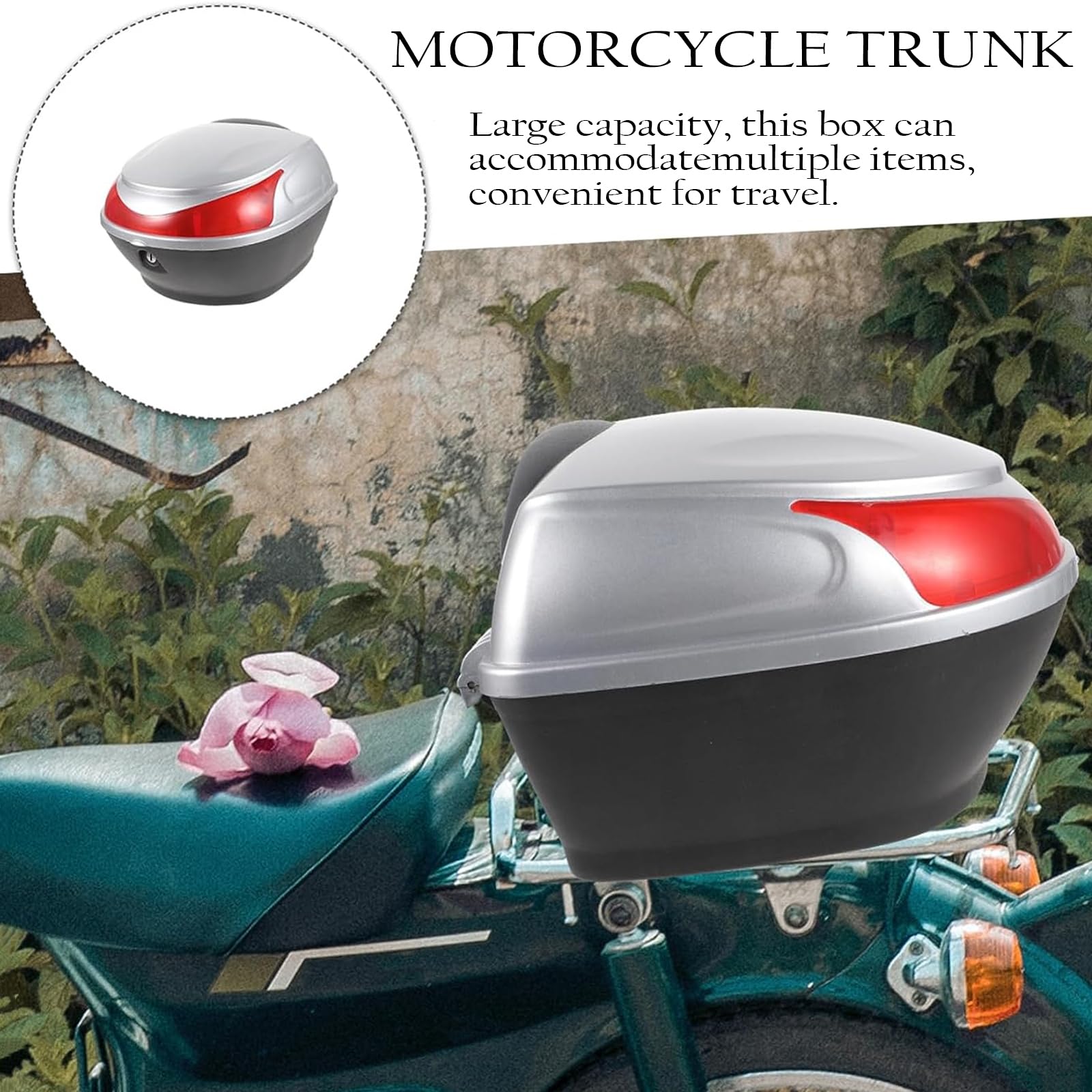 25-litrowy kufer motocyklowy zamykany na klucz z uchwytem montażowym, wielokolorowy(Yellow)