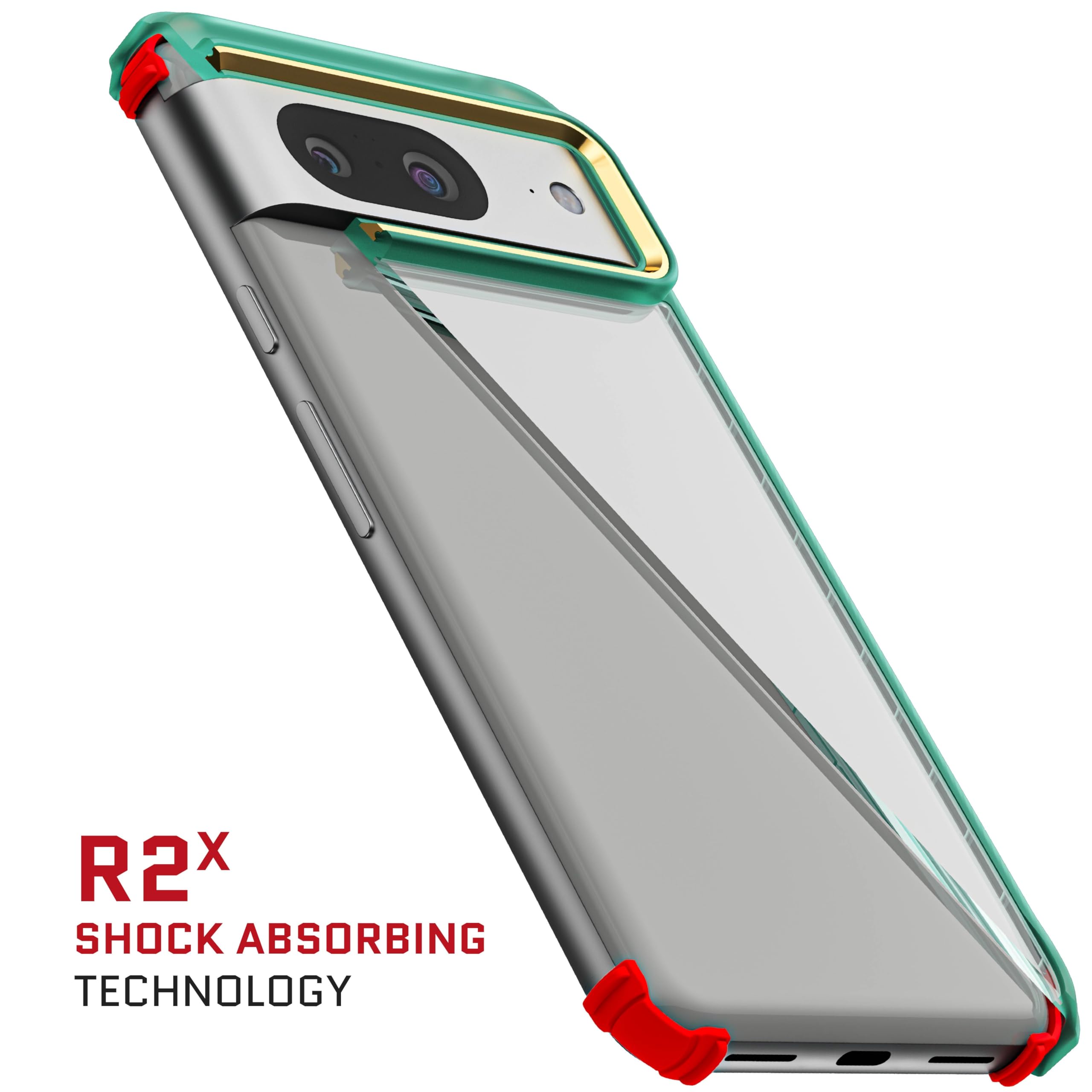 Ghostek Covert - Funda transparente para Google Pixel 8, compatible con carga inalámbrica, silicona transparente, a prueba de golpes (6.2 pulgadas, verde azulado)