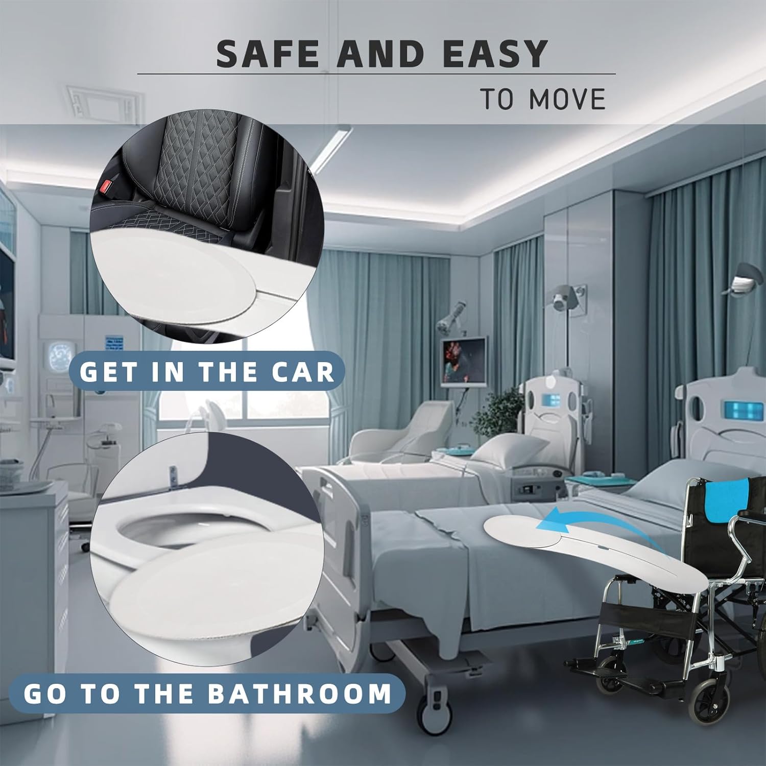 Transfer Board for Wheelchair Users, Sliding Board Transfer to Wheelchair, Transfer Board for Elderly and Disabled(No-Lift Transfer System for Disabled, Patient)