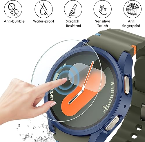 Vista 13 de KIMILAR [Paquete de 5+5] Funda protectora de pantalla para Galaxy Watch 6 de 1.575 pulgadas, película protectora de vidrio templado antivaho