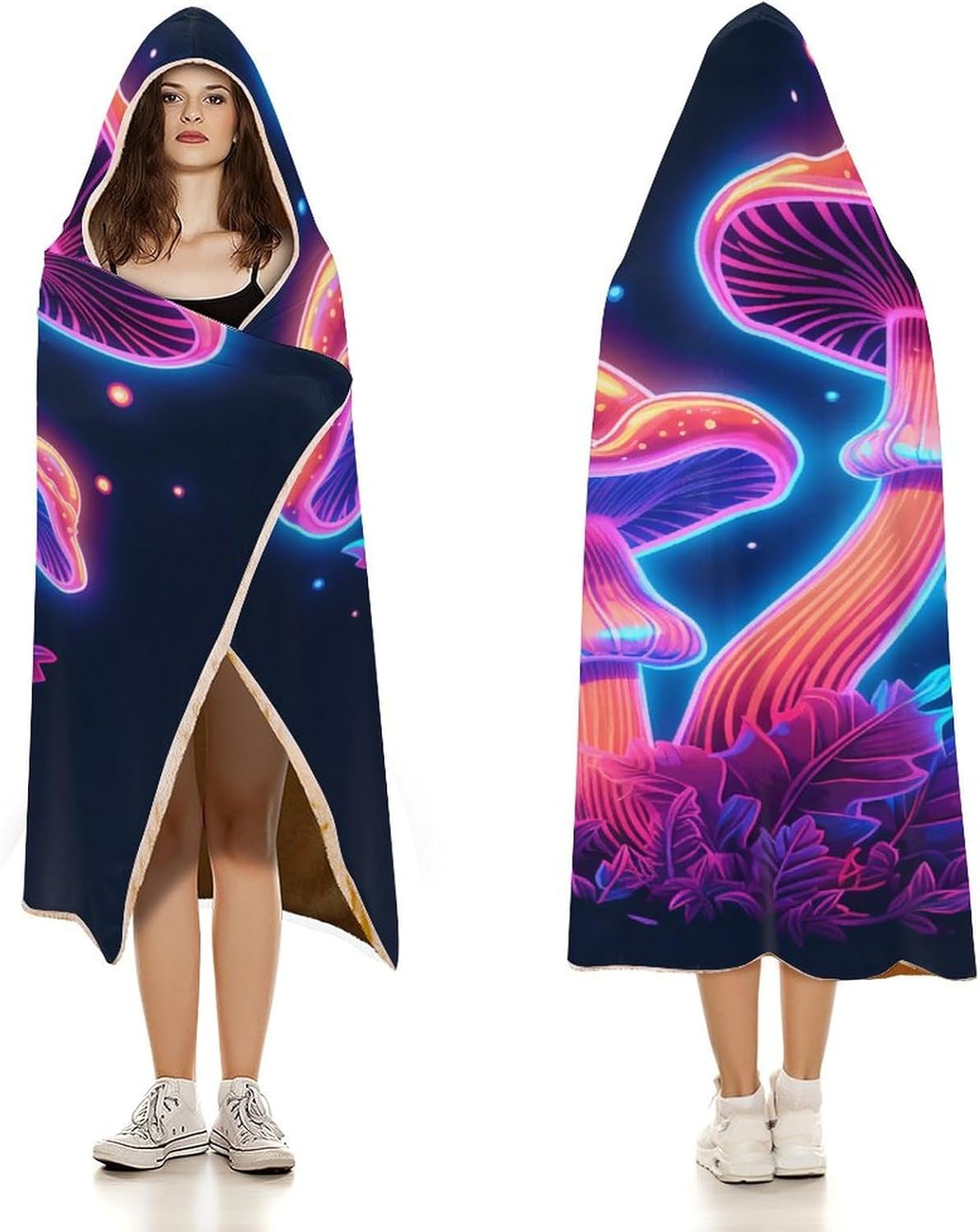 Wearable Blanket Hoodie Mushroom, Multi-size Hooded Blanket, Gift for Mom Women Wife Girlfriend Men Adults Teens, Warm Cozy Wearable Blanket with Hood-C1-L - Image 3