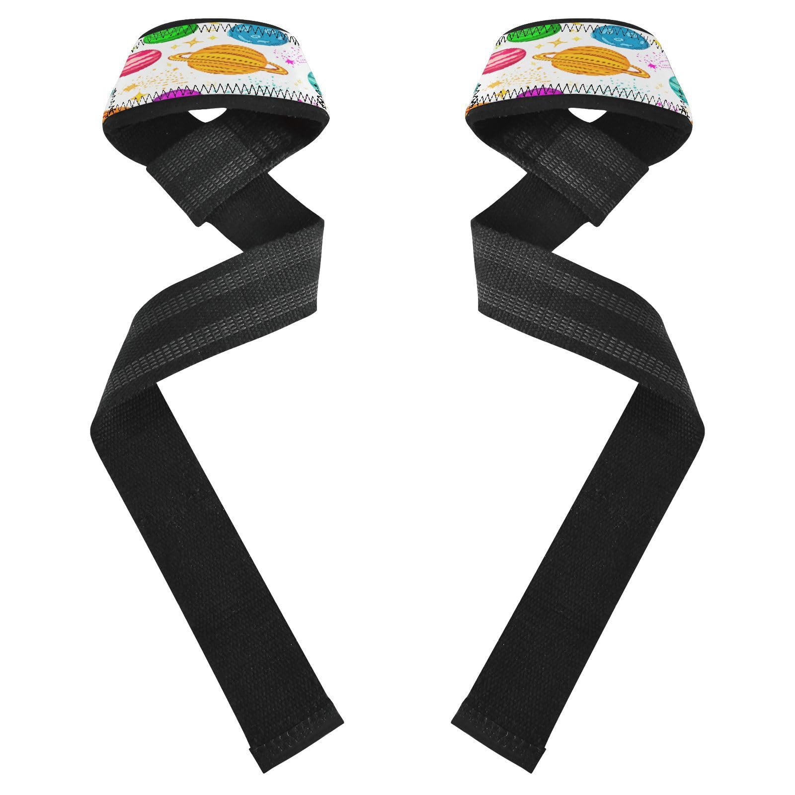 STAYTOP Cosmic Planets Wrist Straps for Weightlifting,Lifting Straps with Neoprene Cushioned Wrist Padded and Anti-Skid Silicone for Strength Training,Bodybuilding,Deadlifting