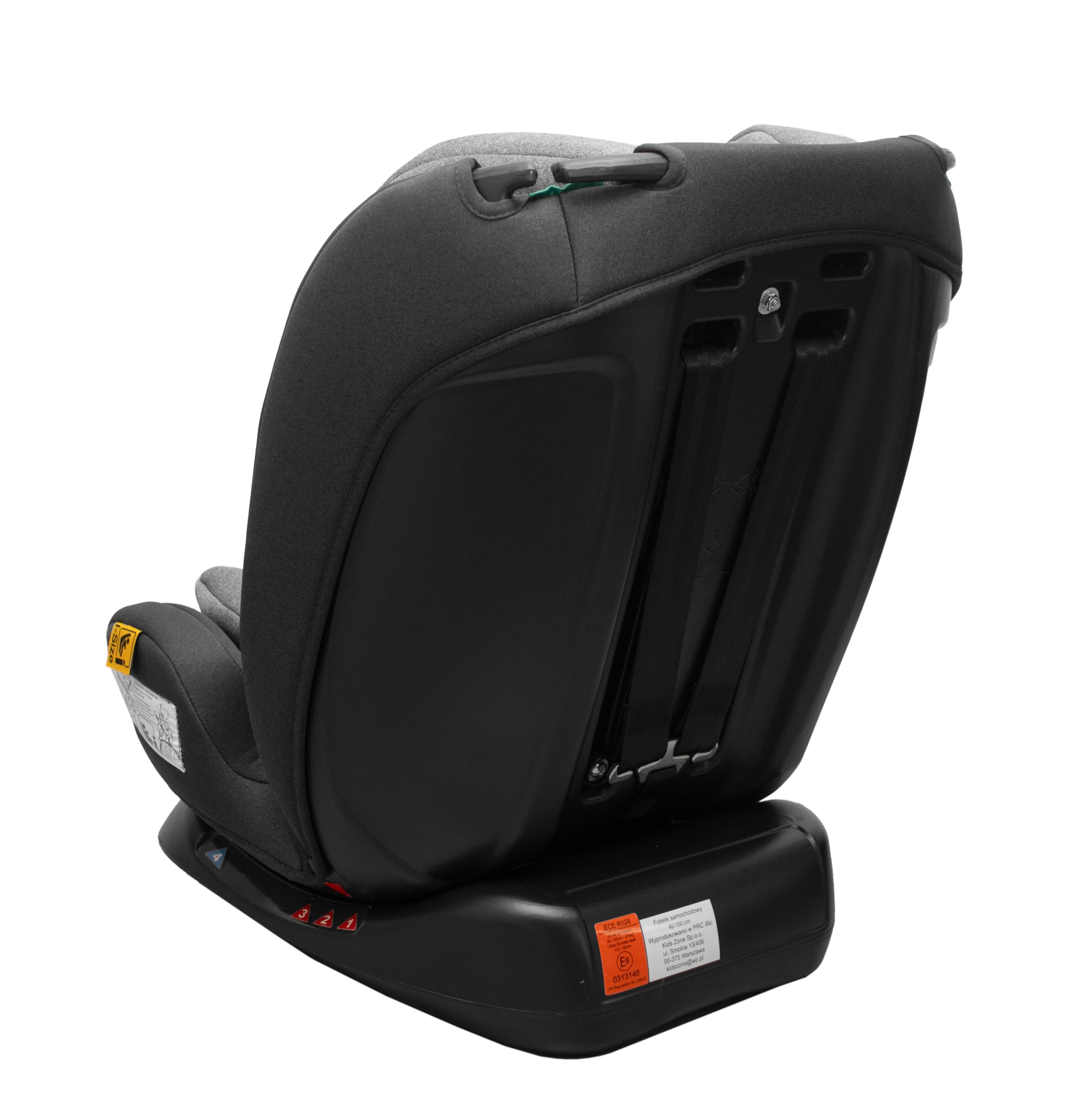 KidsZone YC11 Silla Coche sin Isofix 0-36 kg - Silla Coche Bebe Grupo 0 1 2 3, i-Size (40-150 cm) 0-12 años - Ajuste de la Inclinación del Asiento, Reposacabezas Ajustable, Negro-Gris