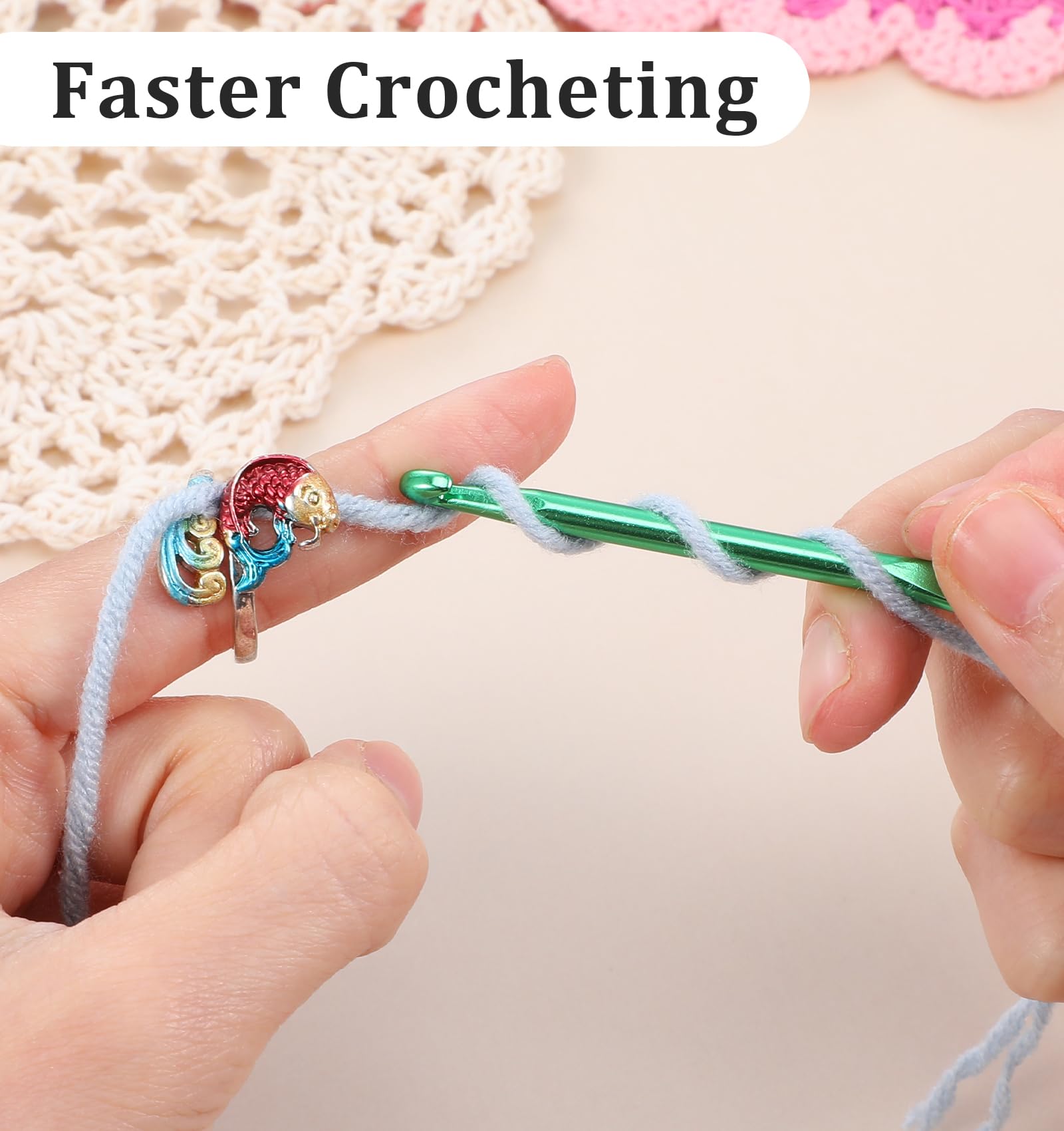 Yarn Tension Ring, Crochet Rings for Women, 8 Pcs Adjustable Metal Crochet Tension Rings for Crocheting, Easy-to-use Knitting Ring for Women's Faster Knitting (8 Animal Patterns, Multicolored)