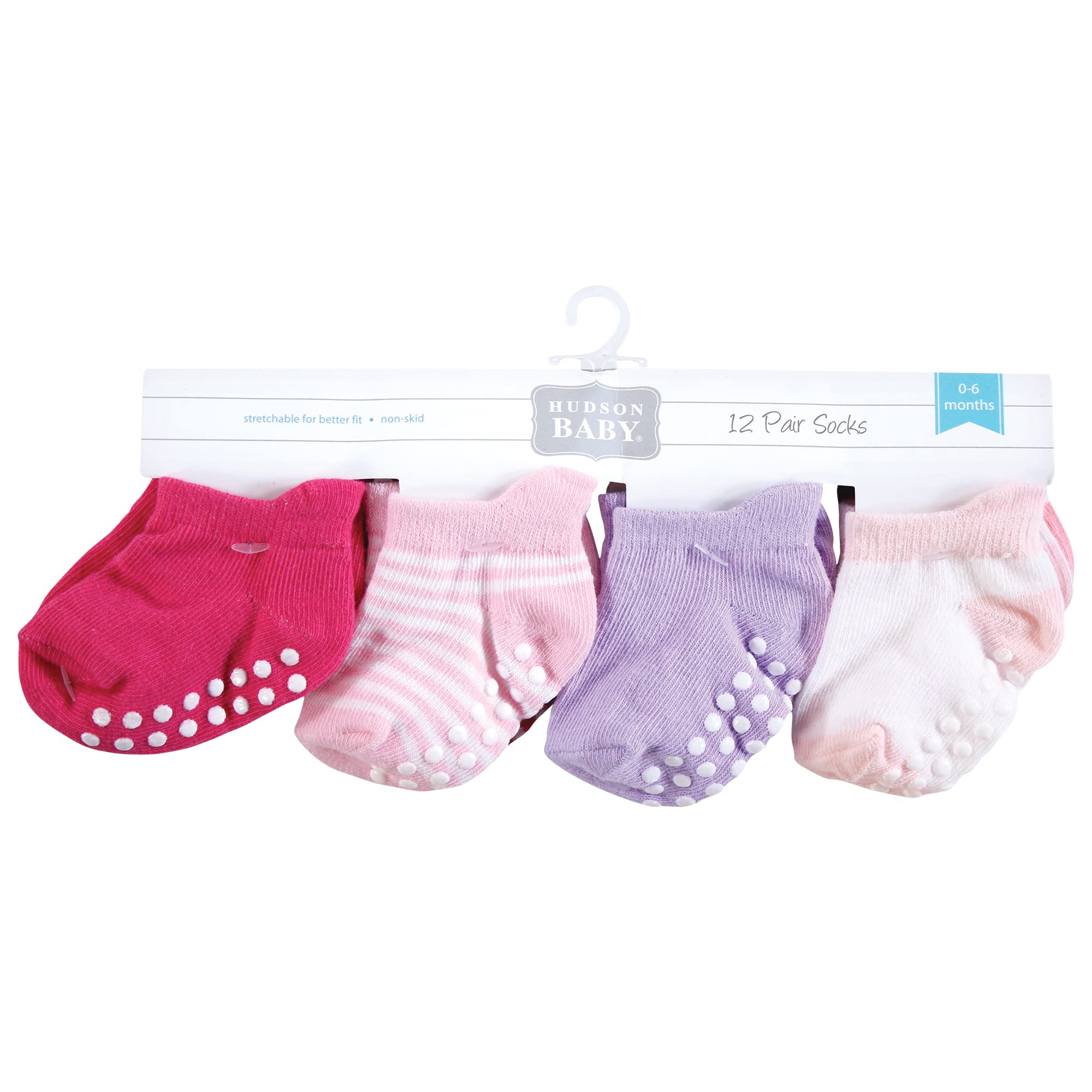 Hudson Baby Uniseks antypoślizgowe skarpetki bez pokazów, różowy liliowy, 4-6 maluchy, 4/6X