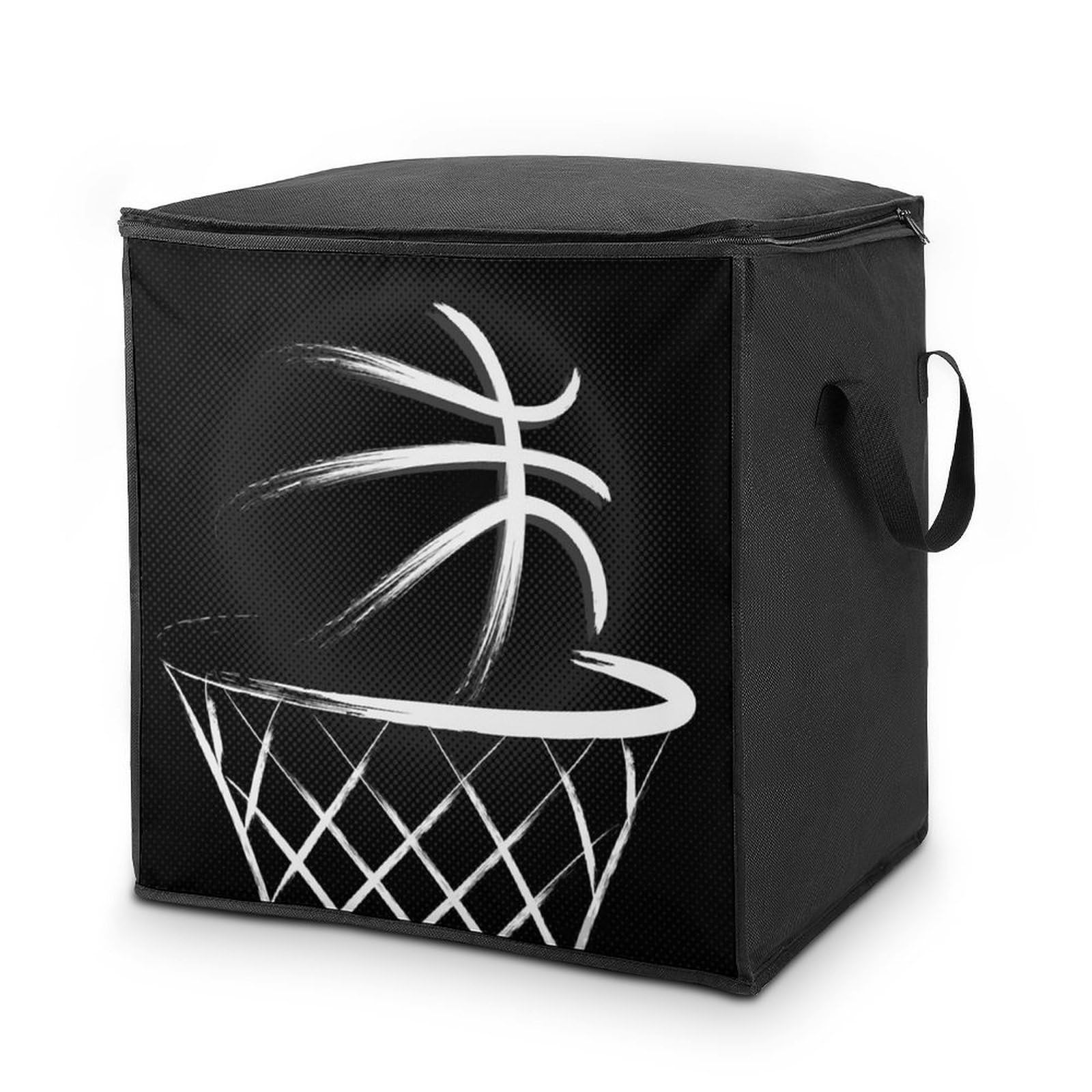 Lyfthologen 70L Storage Bags, Basketball Storage Box with Lid Zipper And Handles, Clothes Bags for Quilt, Blankets, Bedding