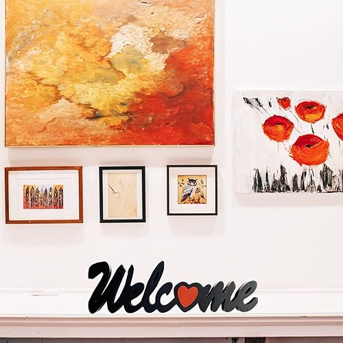 Miniatura 6 de Letrero de madera con letras para mostrador de gabinete, decoración de corazón, letrero de pared con palabras recortadas para colocar de pie