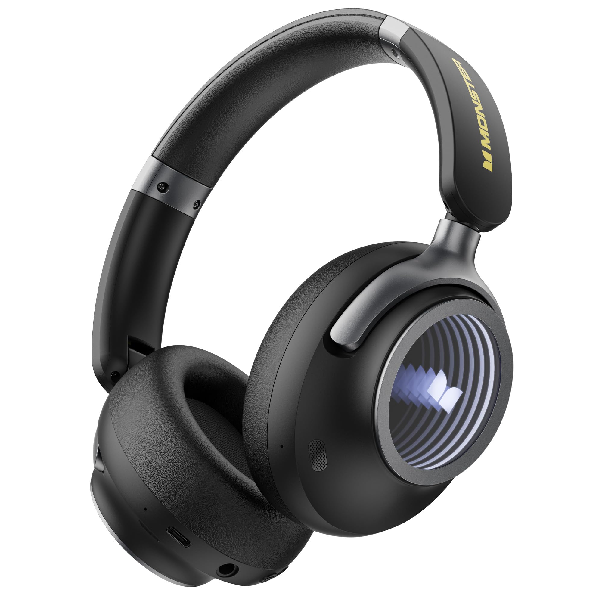 Monster Persona 4th ANC Active Noise Canceling Headphones, Wireless Bluetooth Over-Ear Headphones with 3 EQ Modes, and 70H Playtime, Bluetooth 6.0, Deep Bass, Foldable Comfort Design for Travel, Black