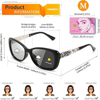 FEISEDY Polarized Women Sunglasses Retro Shades Photochromic Lens Sparkling Crystal Sunglasses UV400 Protection B0144