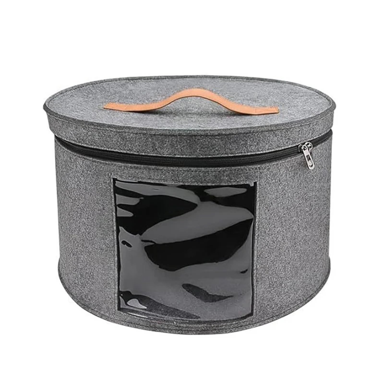 YUSUZH Hat Storage Box Case Household Round Felt Hats Bucket Clothes Organizers With Zippered Lid Travel Bags for Closet or Travel(Grey)