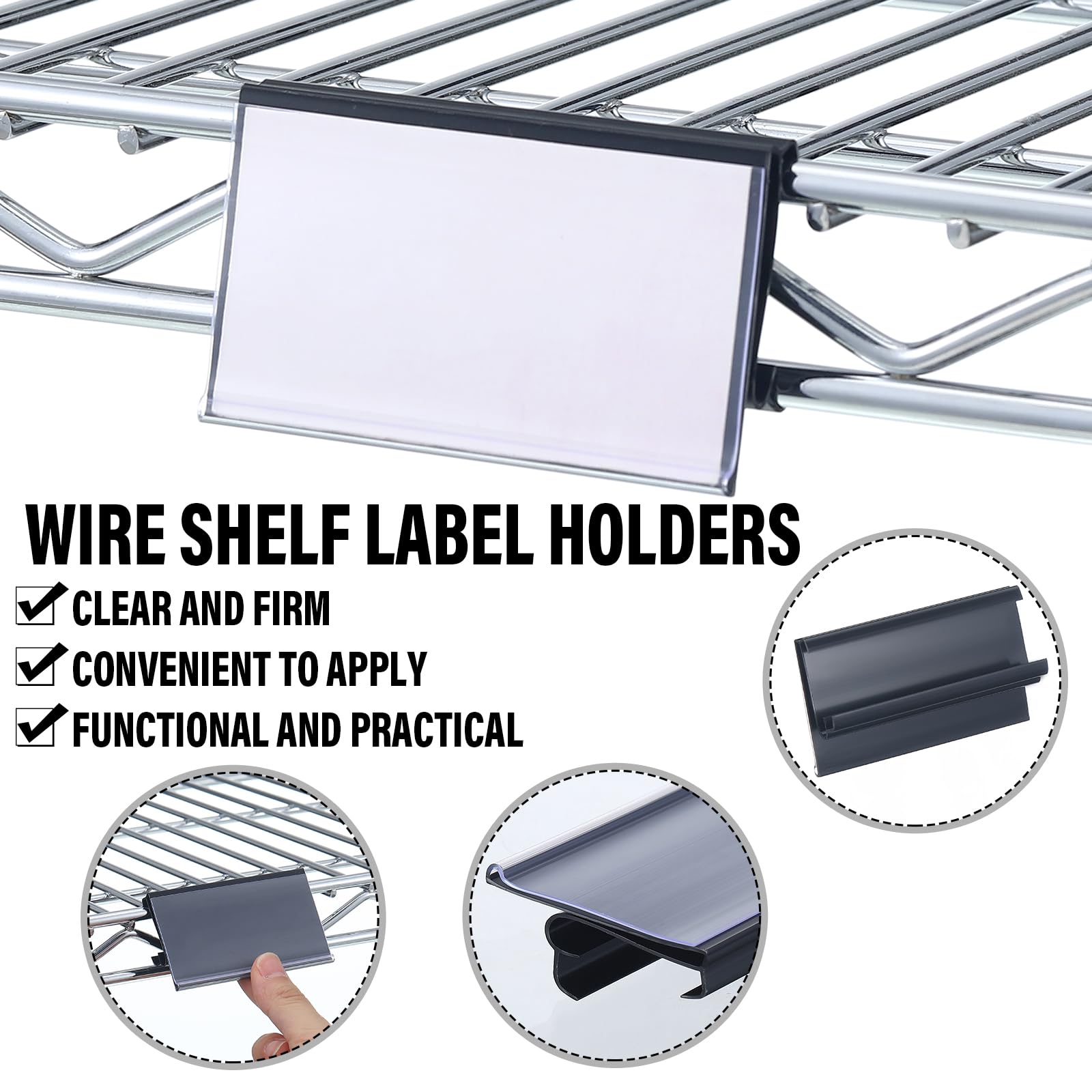 Wire Shelf Label Holders - 100 Pack -3