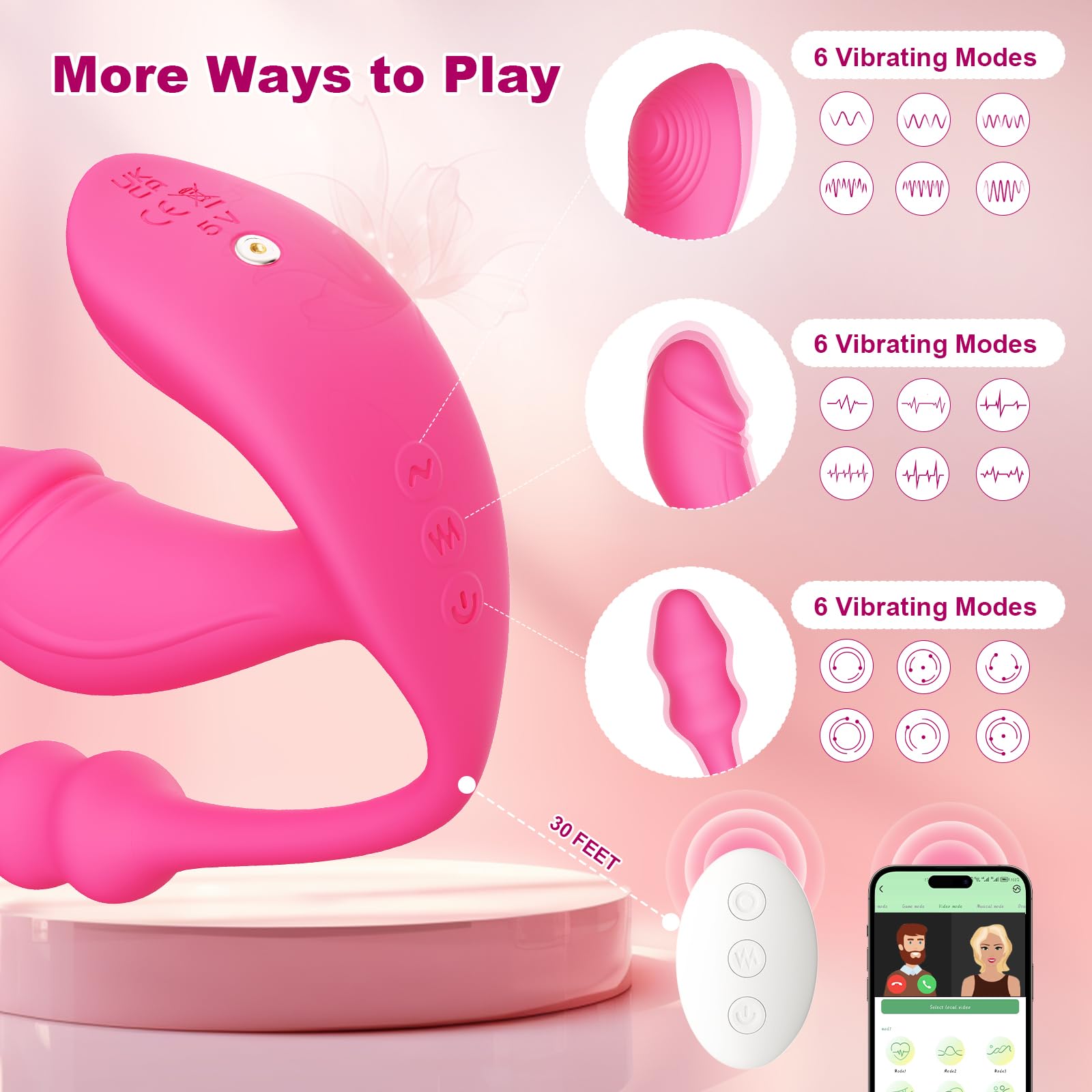MIDUSHA Sex Toys - Vibrator Dildo and Anal Plug 3 in 1, App and Remote Control Vibrator with 6x6x6 Modes, Butterfly Wearable Panty Vibrators & G Spot Vibrator, Adult Sex Toys & Games for Women(Purple): Rose