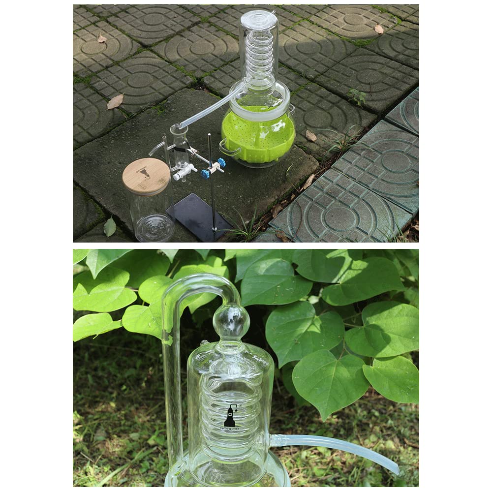 Aparato de destilación de extracción de aceite esencial de 4000 ML, purificador de destilador de agua, kit de destilación de cristalería de laboratorio con separador de aceite esencial (con separador)