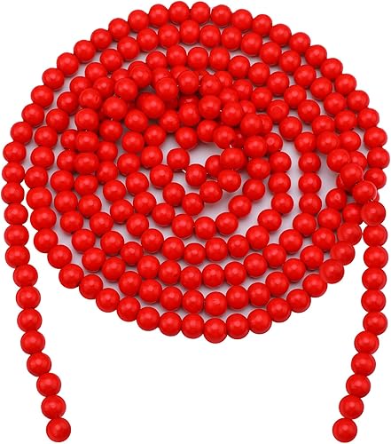 Miniatura 1 de Frienda Guirnalda de cuentas de madera de Navidad de 100 pies, decoración de árbol de Navidad con cuentas de madera, cuentas decorativas de granja,