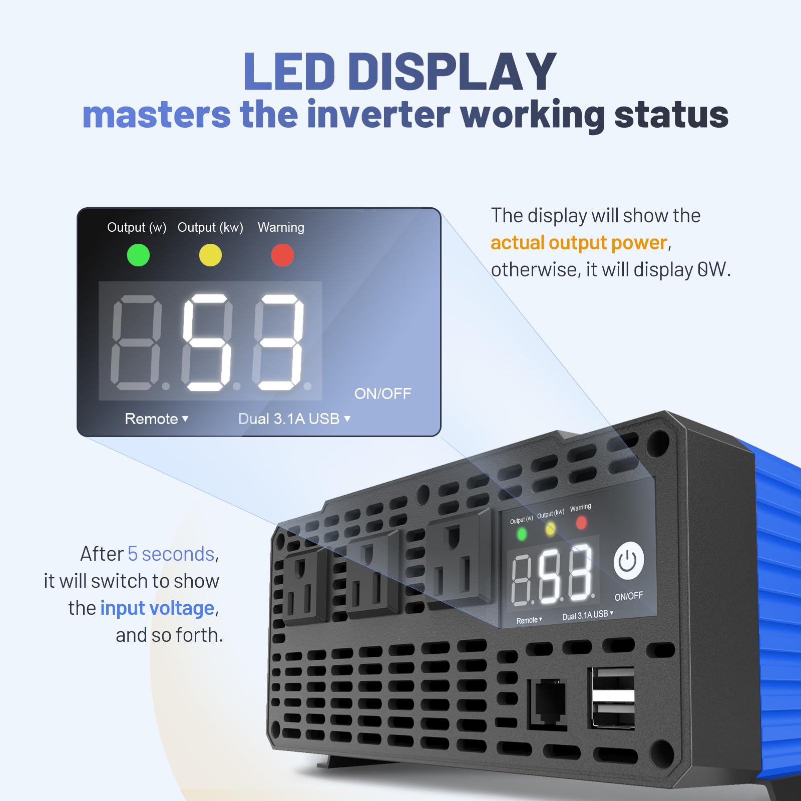 Ac Inverter Display Snapklik.com : 2000W Inverter 12V DC To 110V AC Display Working Status ...