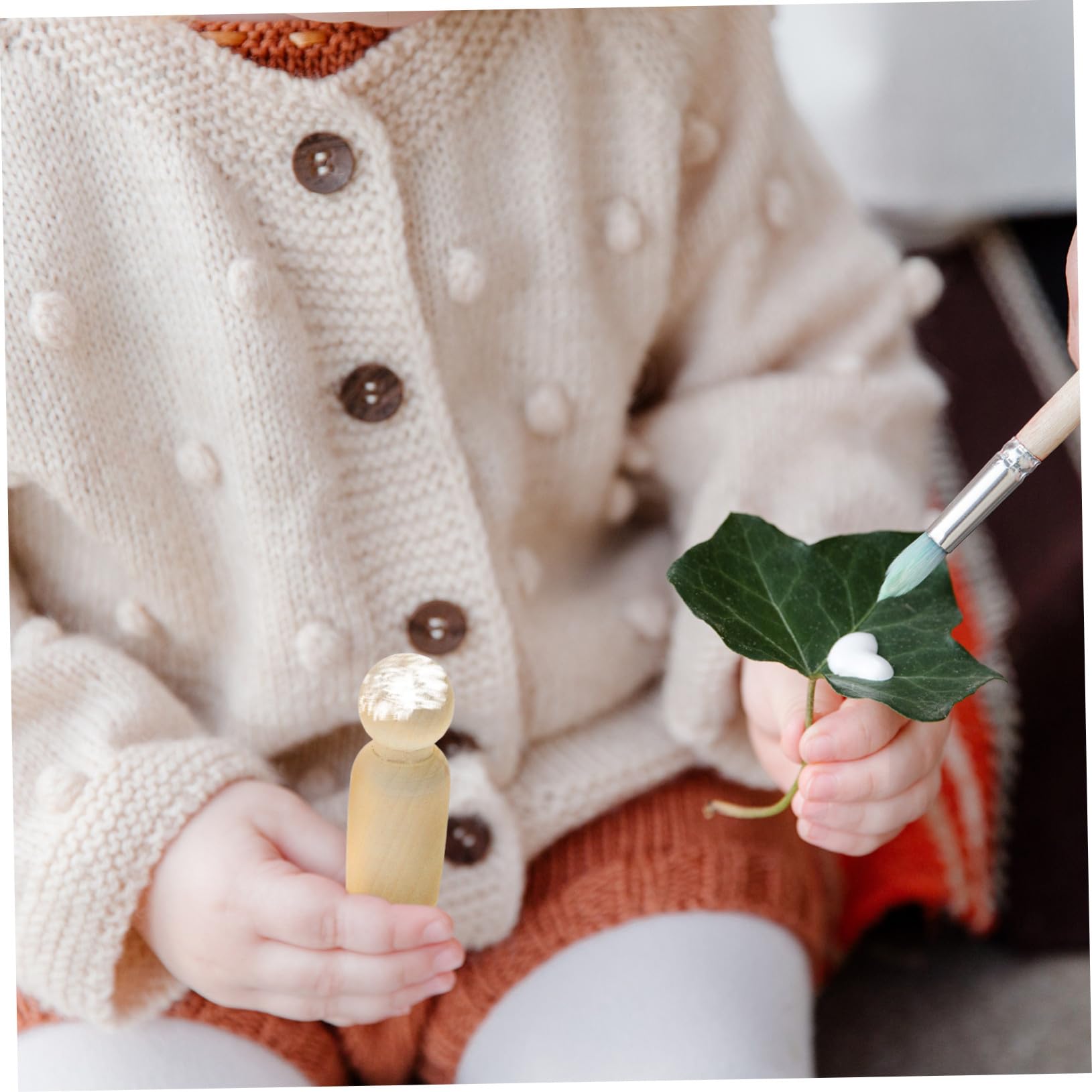 Mikikit 1 Set de Madera DIY Muñecos sin Pintar Adornos Creativos para Niños Decoración Navideña en Hogar y Oficina