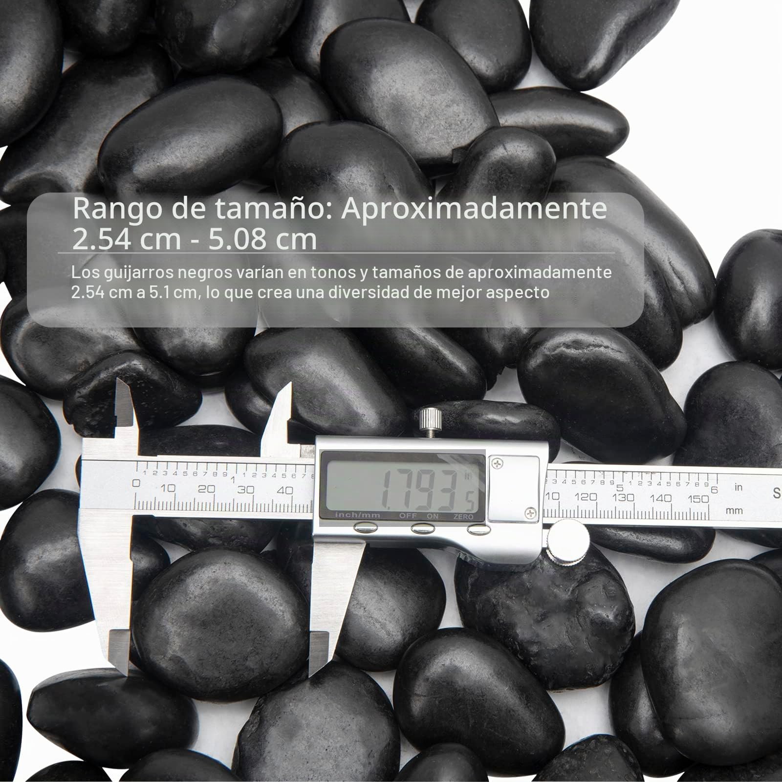 Black River Rocks para Paisajismo al Aire Libre, Negras Pulidas para Plantas, Jardín Decorativas de 15 Libras, Roca de Río Negro, 1 a 2 Pulgadas