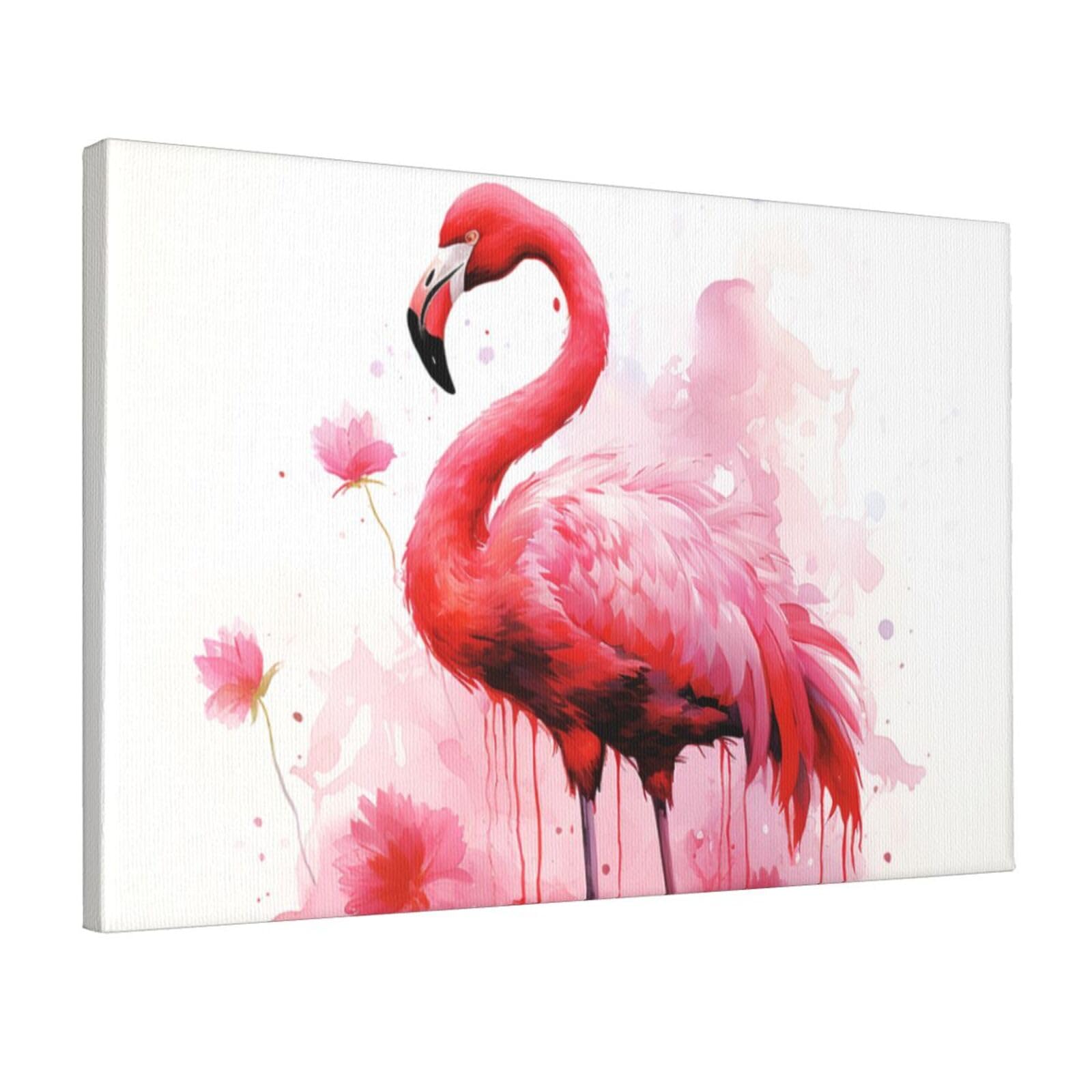 KLOPH Flamingo watercolor Canvas Wall Art for Living Room 12"x18" Modern Artwork Painting for Bathroom Hanging Canvas Prints Aesthetic Wallart for Bedroom Kitchen Office Wall Decor