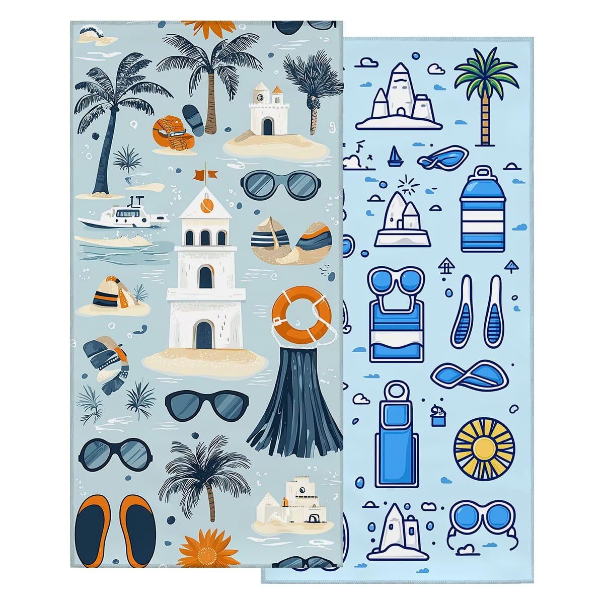 Toalla Playa 80x160 cm, Toalla Gimnasio Microfibra Secado Rapido, Juego de 2 Antiarena Toallas de Playa, Ligera Compacta Toallas Microfibra Grande para Viaje, Regalo Hombre Regalo Mujer (Lindo) -4845