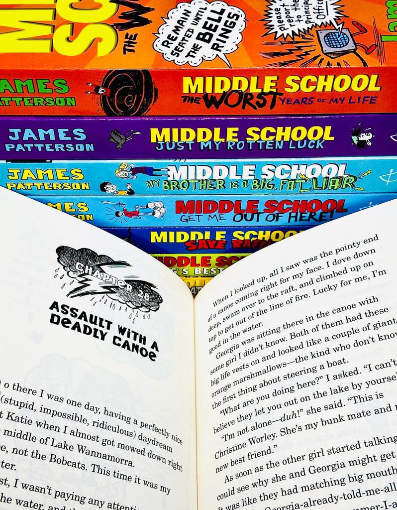James Patterson Middle School 8 Books Collection Set (The Worst Years of My Life,Get Me Out of Here,My Brother Is a Big Fat Liar,How I Survived Bullies Broccoli and Snake Hill,Ultimate Showdown..