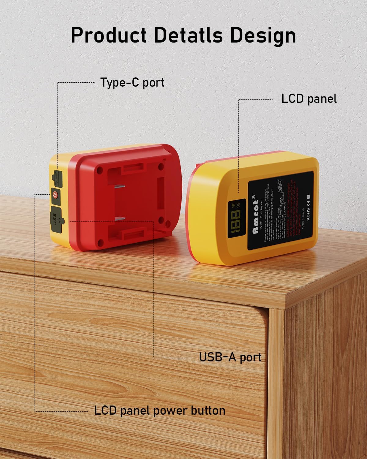 65W Fast Battery Charger Compatible with Dewalt 20V Max and Compatible with Milwaukee 18V Batteries, with Type-C/USB Dual Output, LED Digital Display (Charger Only) - Image 7