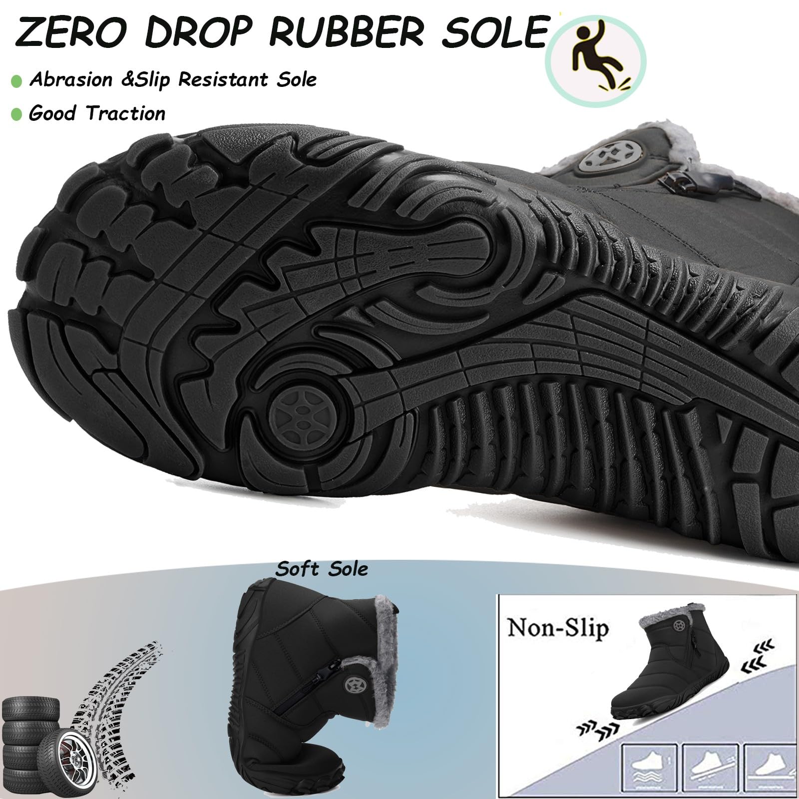 Gaatpot Barefoot Stivali Invernali Donna Uomo Scarpe Stivaletti da Neve Caldi Fodera Stivaletto Scarponcini Con Wide Toe Box 37-47