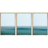 SIGNWIN 3 Piece Framed Canvas Wall Art Sea Level Seascape Paintings Canvas Prints Home Artwork Decoration for Living Room,Bedroom - 16