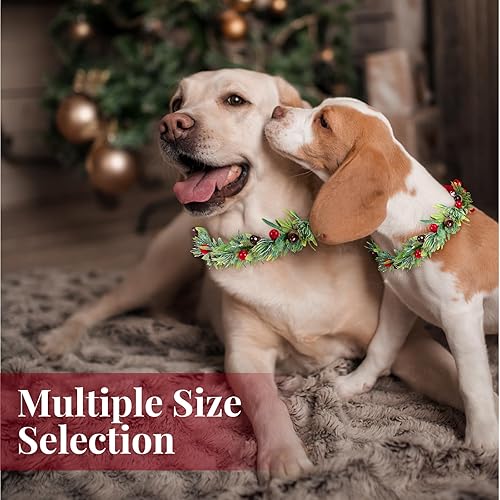Miniatura 5 de Collar de Navidad para perro, atuendo de flores, corona, lazo de Navidad, bayas y avellanas, collar para mascotas, accesorios de vacaciones para