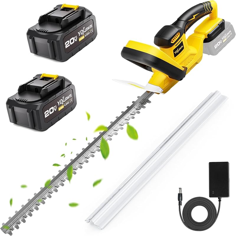 20V Cordless Hedge Trimmer, 22-Inch Blade, 2 x 4.0Ah Batteries | Includes a charger and lightweight,compact design for trimming hedges,shrubs,grass,and small branches around the garden