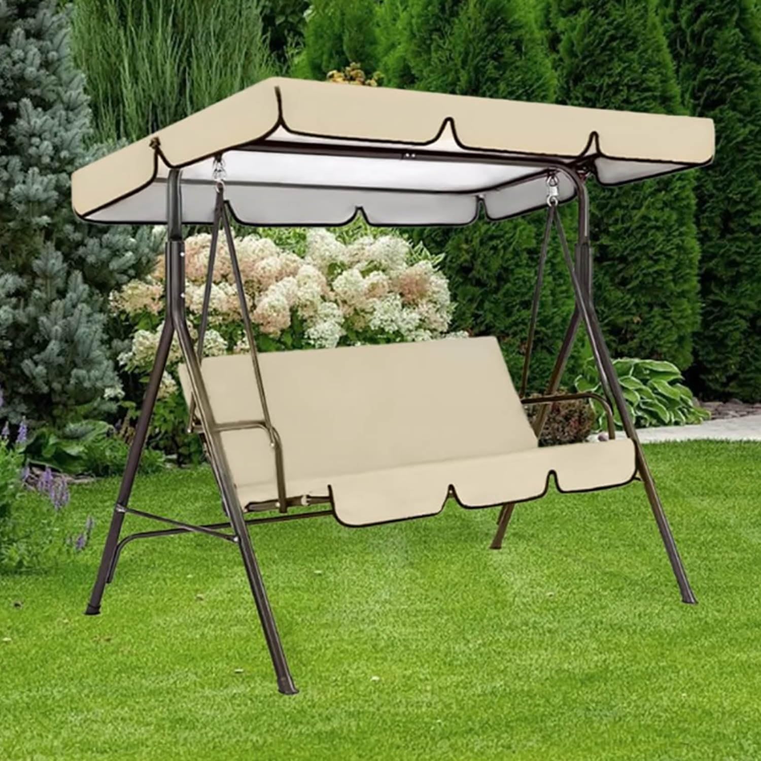Odporny na warunki atmosferyczne zadaszenie huśtawki ogrodowej, 210 x 145 cm, ochrona przed promieniowaniem UV, na zewnątrz huśtawka, patio i ogród e (zielony, 190 x 132 cm)