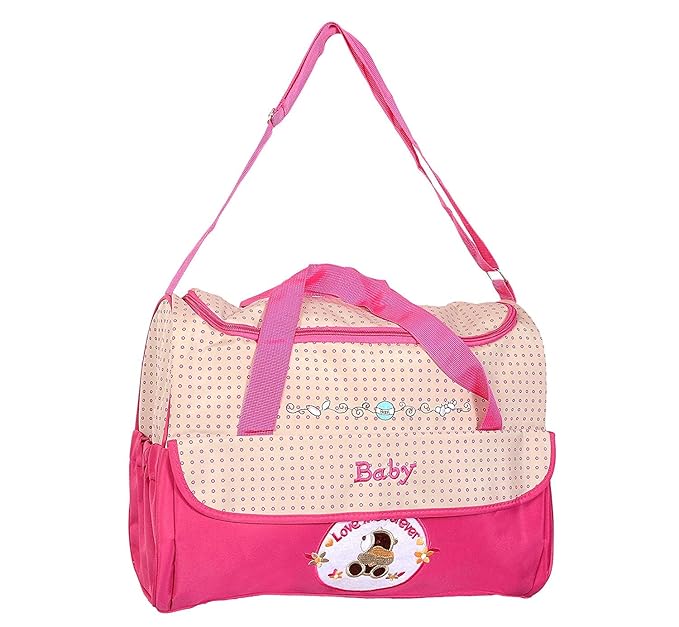 Trendy Dukaan Diaper/Mother Bag for New Born Baby - Multipurpose Bag with Multiple Compartments (Pink)