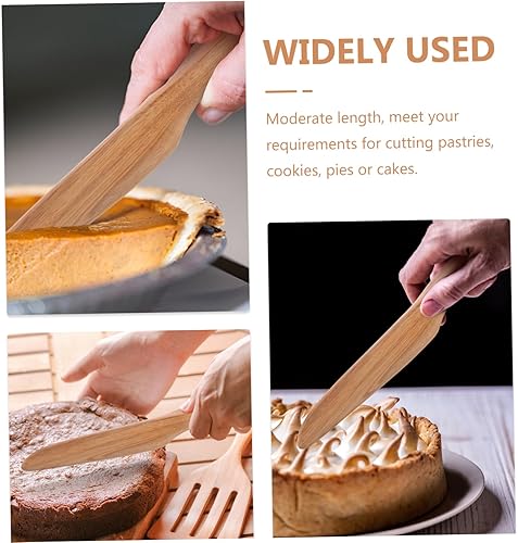 Miniatura 3 de Kichvoe 1 juego de espátula de madera para tartas y herramienta de servidor para hornear para fiestas de cumpleaños, bodas y festivales, práctico