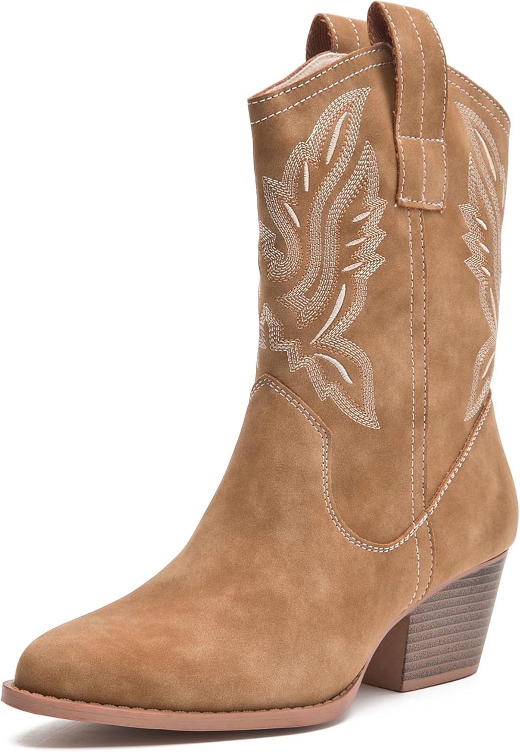 Glorert Cowgirl Short Boots For Women Ankle Cowboy Boot Block Heel Fashion Suede Booties