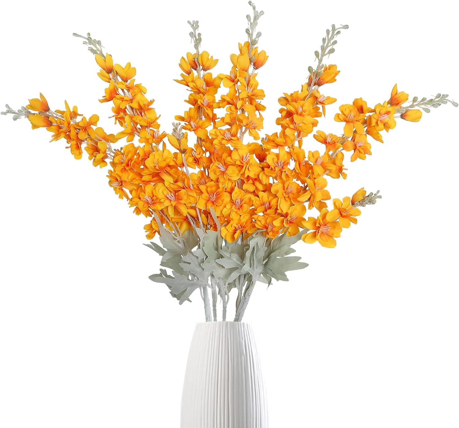 IPOPU Delphinium Flowers Artificial Flowers 6pcs Orange