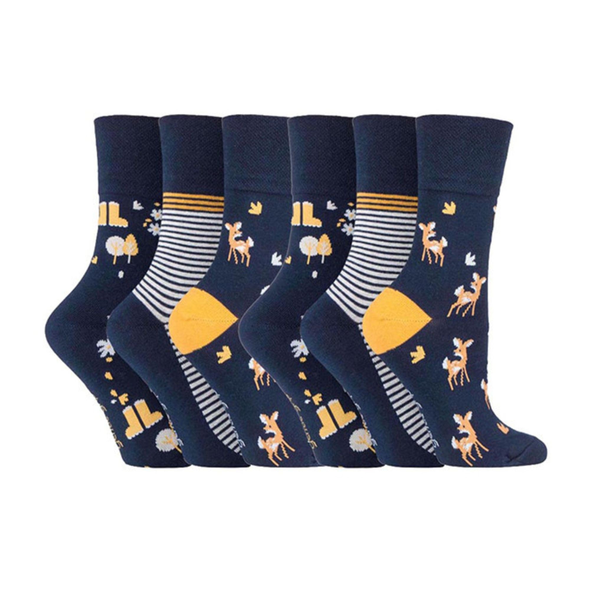 Sock Shop Gentle Grip Women's Solrh202 - Animal Novelty Socks – 6 Pack | Non-Elastic Cotton Socks With Cute Dog, Cat & Wildlife Designs (4-8, )