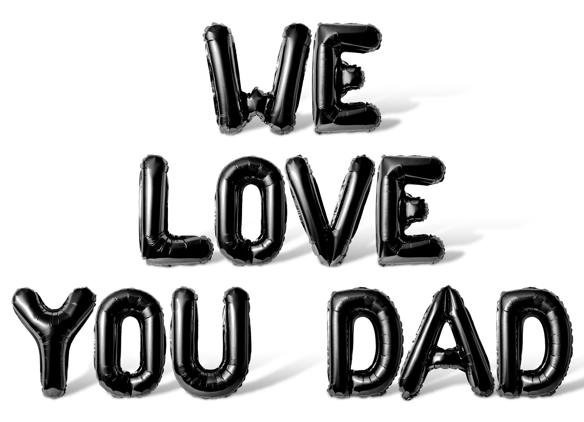 Letter Balloons - WE LOVE YOU DAD 16" Inch Alphabet Letters Foil Mylar Balloon Father's Day Party Banner (Black)