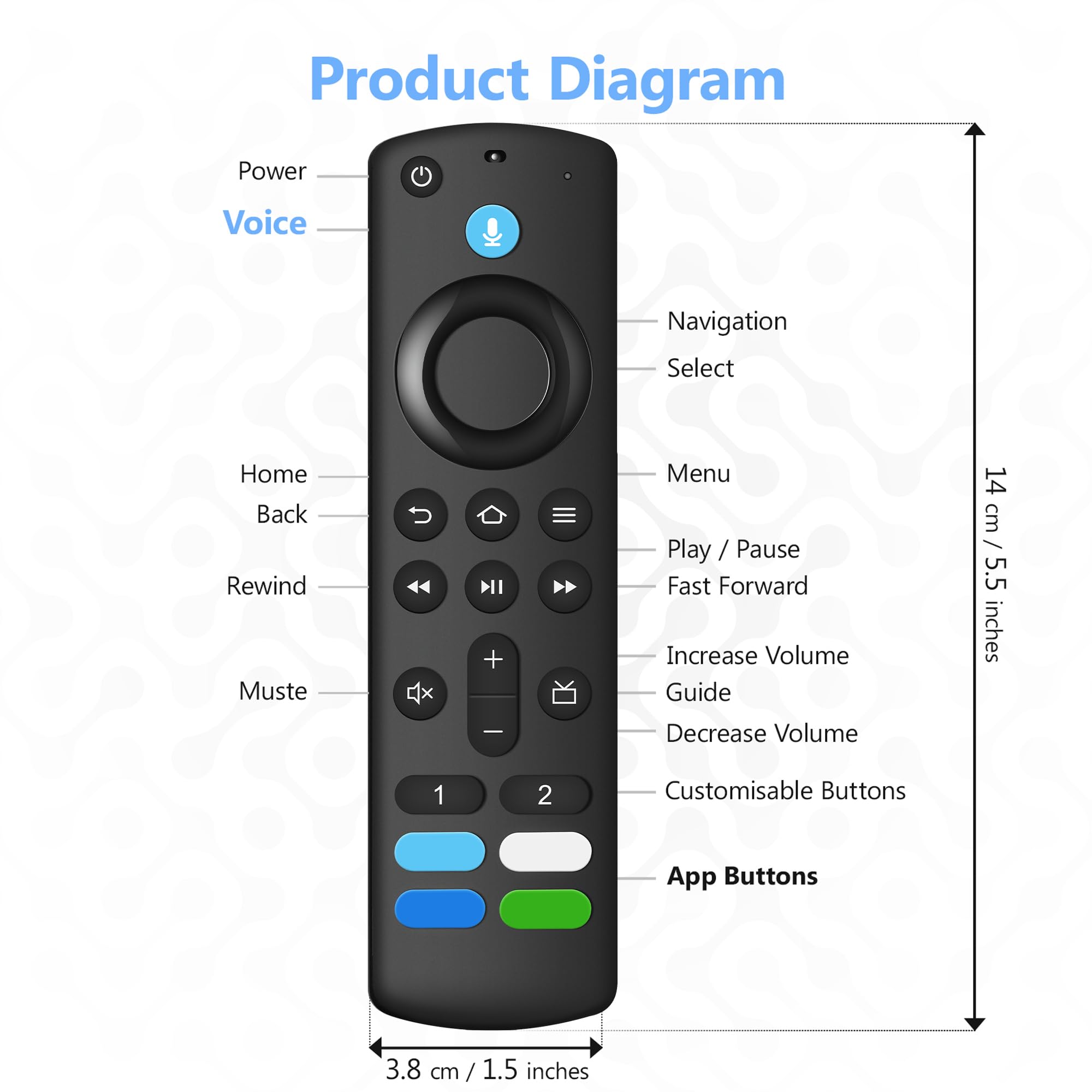 Replacement FireStick Remote Control Compatible with Fire Stick(4K, 4K Max, Lite, HD),TV Cube,Remote for 3rd Gen,Hisense,Insignia Fire Smart TVs — view 7