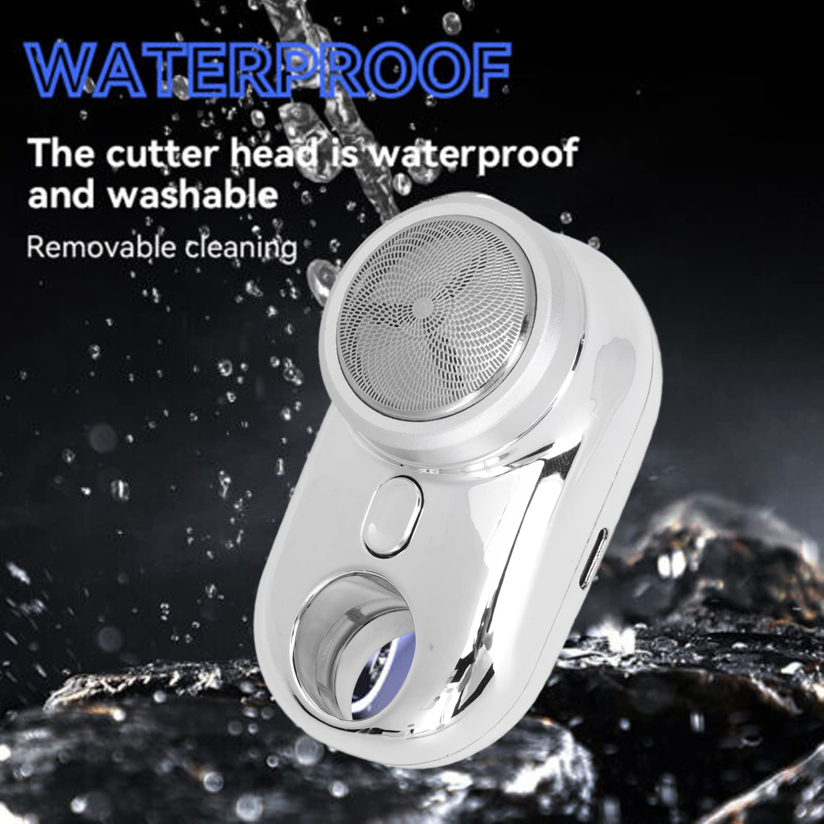 Beard Trimmer with USB Rechargeable, Portable Mini Trimmer for Men, Fast Charging, 60 Minutes Usage, Waterproof for Travel, Business, Camping (Silver)