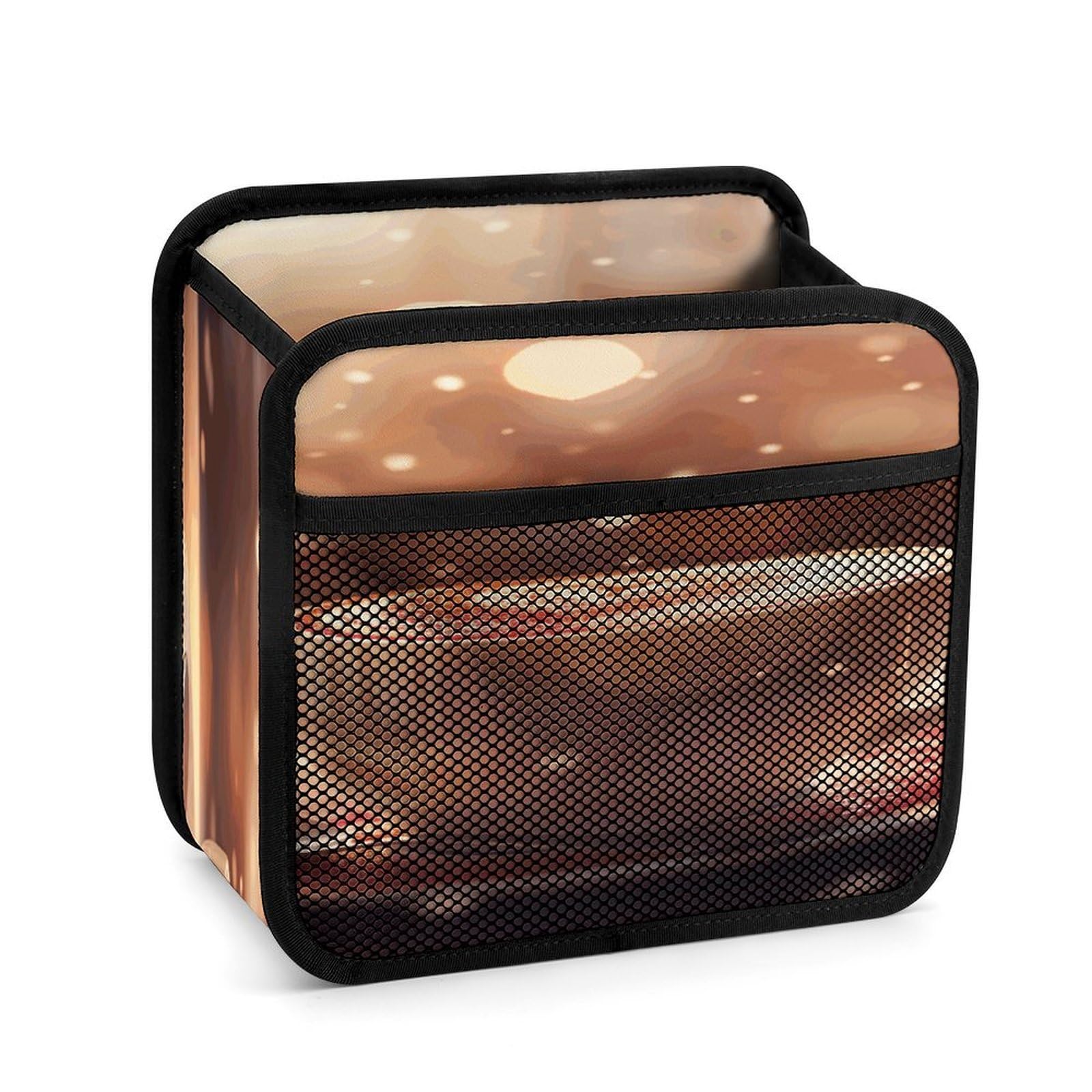 Btcowzrv Style Hearts Drawn On Coffee Car Seat Back Organizer, Pu Leather Hanging Backseat Car Organizer With Elastic Mesh Pocket, Storage Bag For Most Vehicles