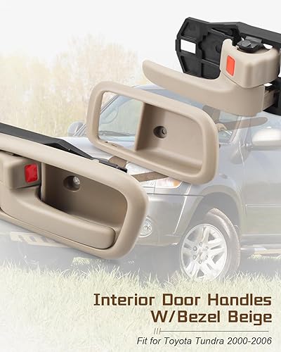 Miniatura 2 de ANODZU Manijas interiores de puerta para Toyota Tundra 2000-2006, repuesto delantero izquierdo del conductor y lado derecho del pasajero, textura